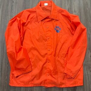Vintage 90s Clemson University Orange Coach Jacket Paw Print XL Made USA